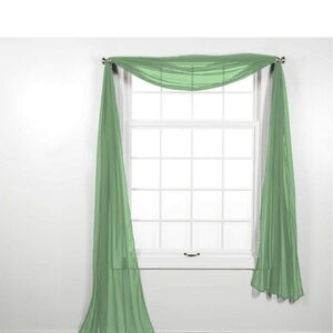 Elegant Green Sheer Window Scarf Topper, Qty 3 All Size 55"x 216"